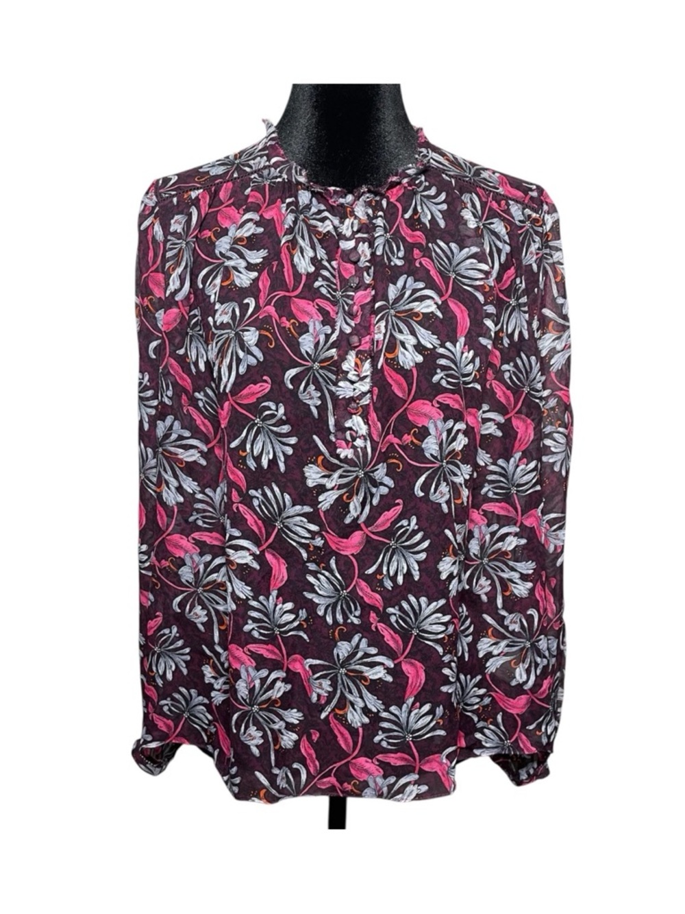 Rebecca Taylor 100% Silk Blouse floral print *Read Description* Size 8